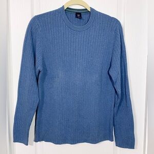 90s Gap Ribbed Cotton Knit Sweater HONG KONG MADE Vintage Lt. Blue M